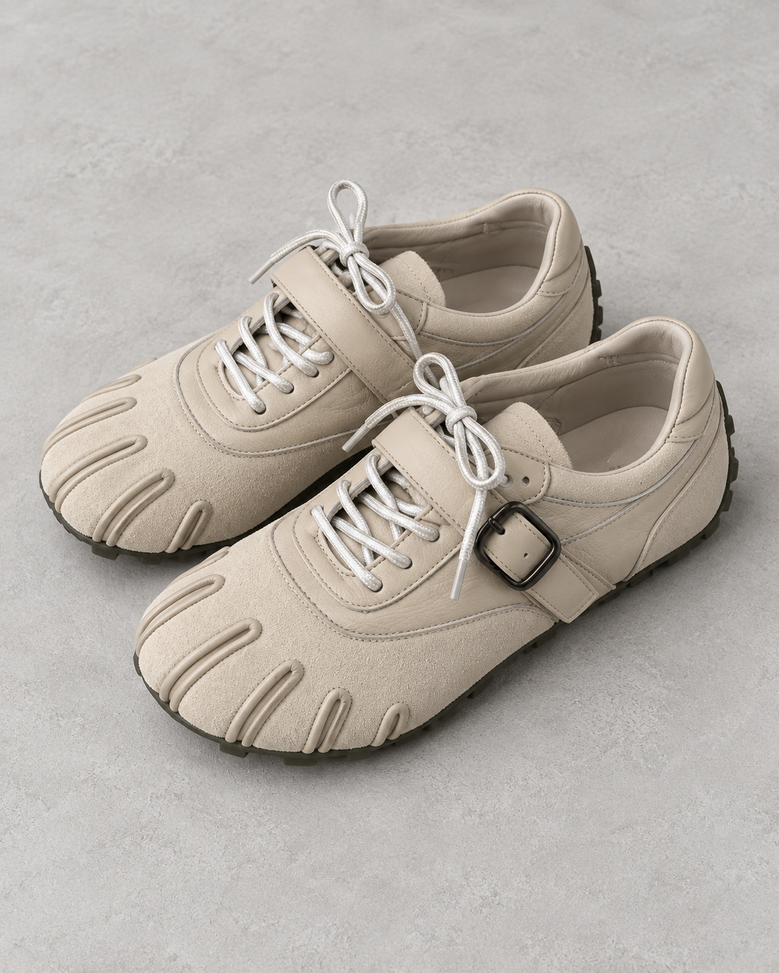 Women's Five-Toe Design Lace-Up Flats with Buckle Strap