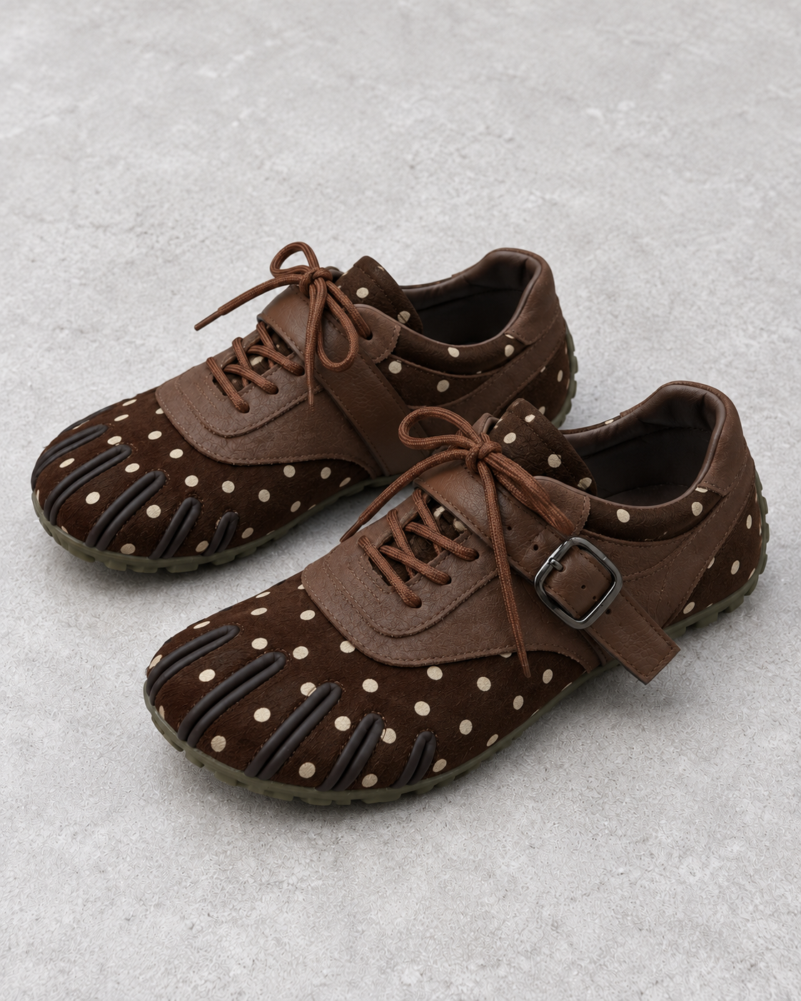 Women's Five-Toe Design Lace-Up Flats with Buckle Strap
