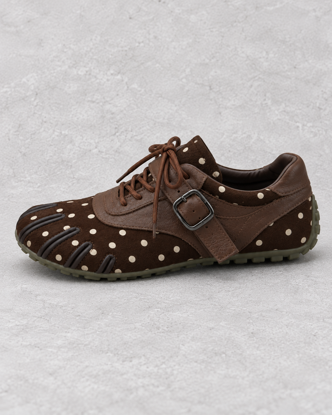 Women's Five-Toe Design Lace-Up Flats with Buckle Strap