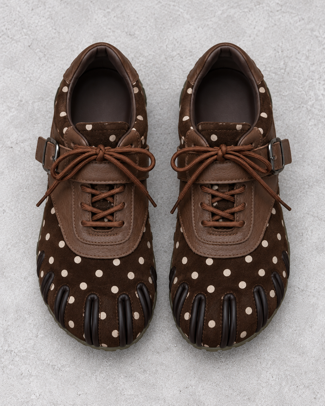 Women's Five-Toe Design Lace-Up Flats with Buckle Strap