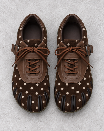 Women's Five-Toe Design Lace-Up Flats with Buckle Strap