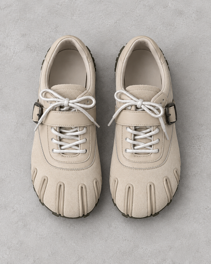 Women's Five-Toe Design Lace-Up Flats with Buckle Strap