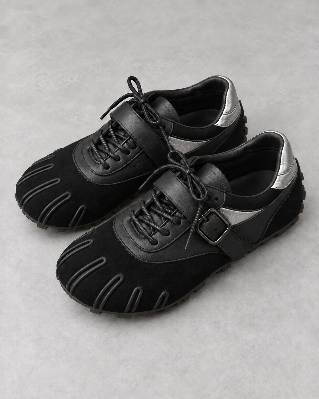 Women's Five-Toe Design Lace-Up Flats with Buckle Strap
