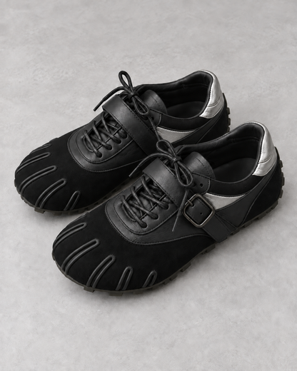 Women's Five-Toe Design Lace-Up Flats with Buckle Strap