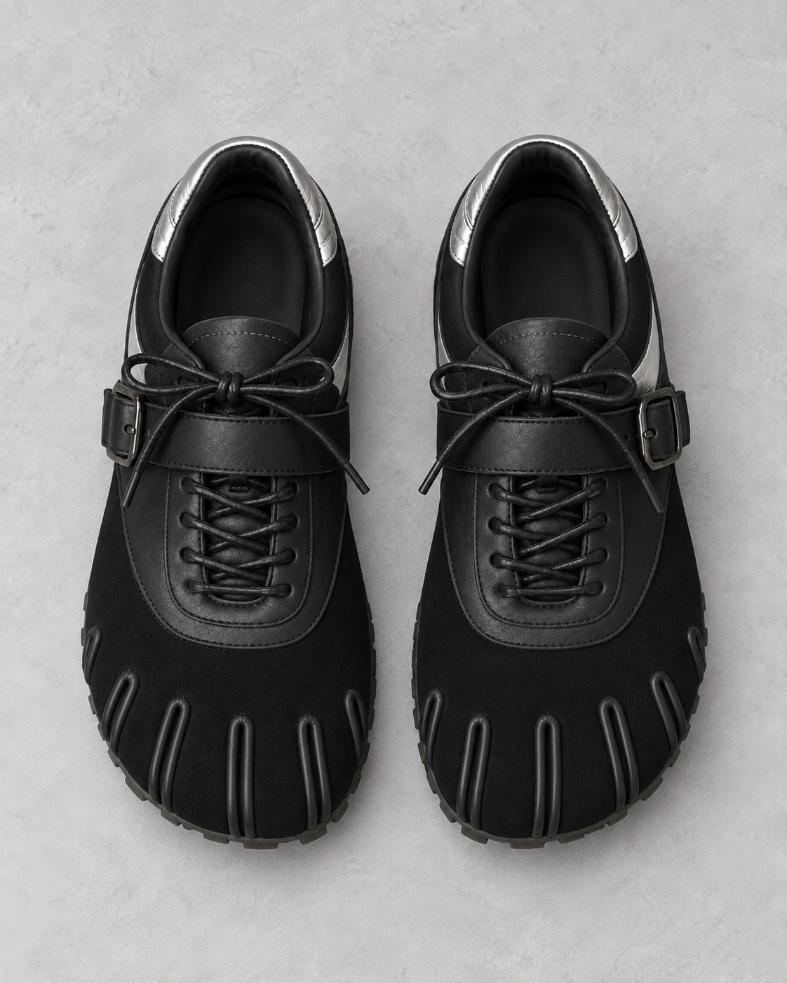 Women's Five-Toe Design Lace-Up Flats with Buckle Strap