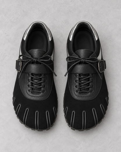 Women's Five-Toe Design Lace-Up Flats with Buckle Strap
